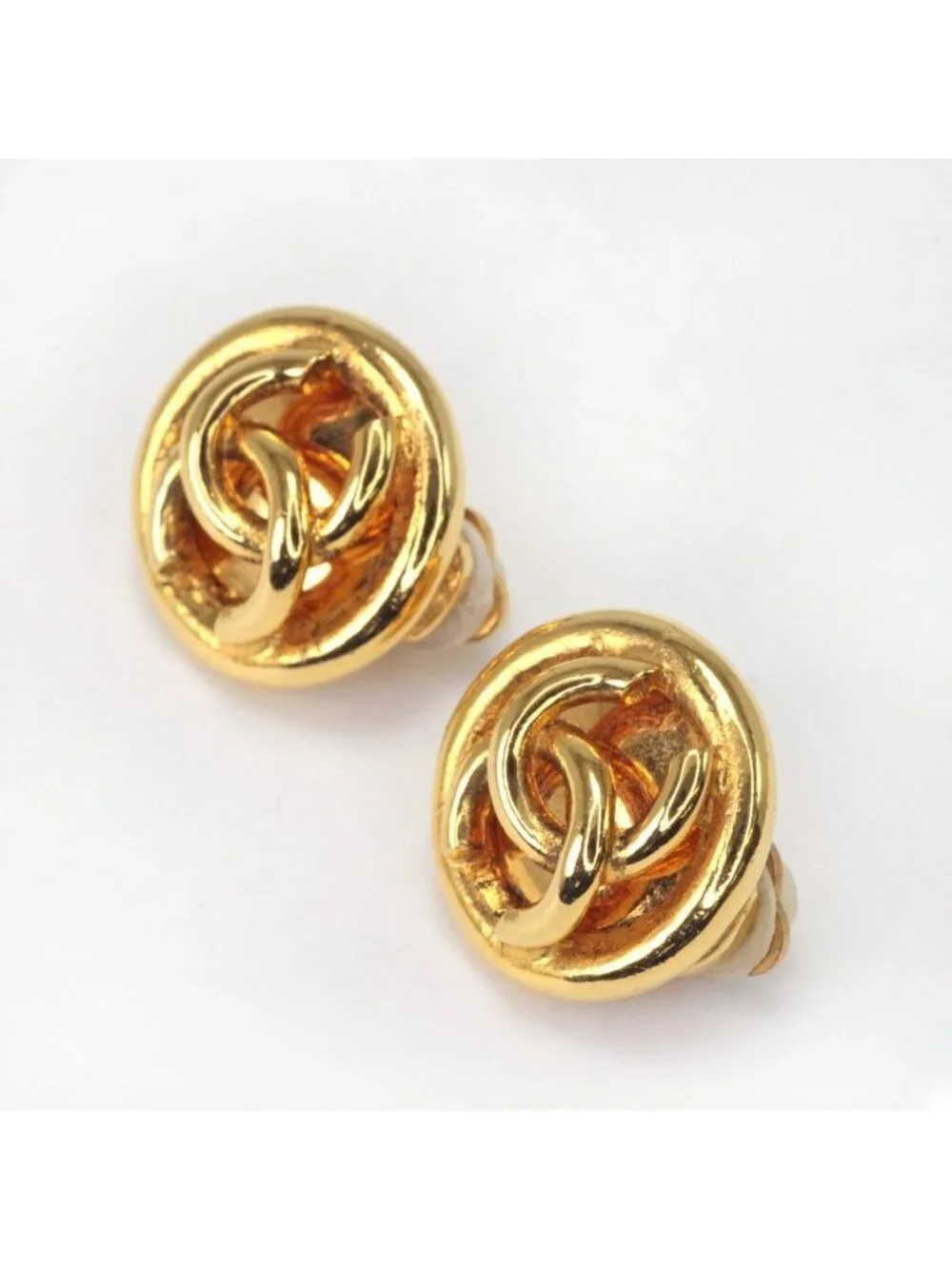 Chanel Earrings Vintage Gold